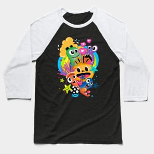 Funny doodle with monsters Baseball T-Shirt